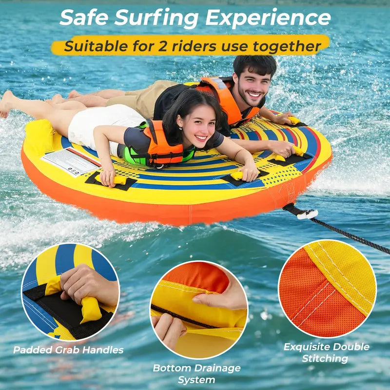 Youth- and Adult-Friendly Towable Water Tube – 1–2 Person Inflatable for Boating and Lake Recreation