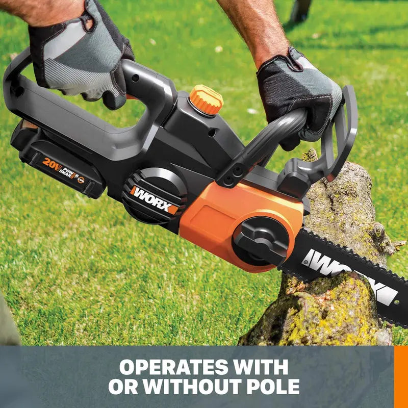 Worx WG322 20V Cordless 10-Inch Pole Saw and Chain Saw Combo – Power Share Compatible