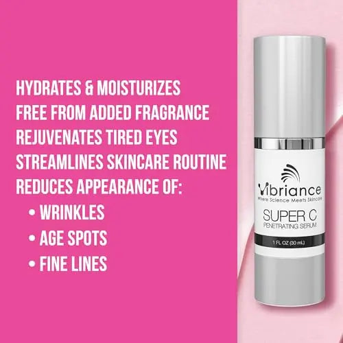 Vibriance Super C Serum – USA-Made Anti-Aging Vitamin C Formula for Mature Skin; Hydrates, Firms, Brightens – 1 fl oz ×2