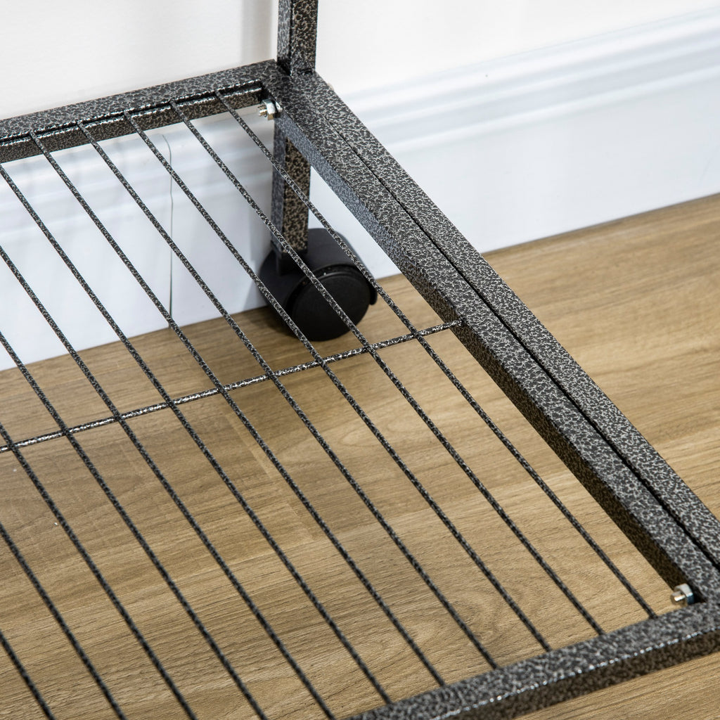PawHut Vogelkäfig Portable mit 4 Futternäpfen und 4 Holzstangen Praktisch 77 x 47 x 163 cm Schwarz und Grau
