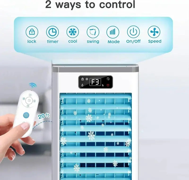 Windowless Evaporative Air Cooler – Portable 3-Mode, 3-Speed Cooler with 12-Hour Timer