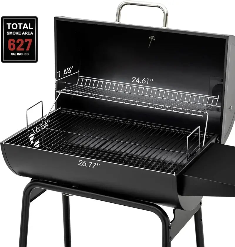 Royal Gourmet 30-Inch Charcoal Barrel Grill with Side Shelf – Outdoor BBQ for Backyard Cooking