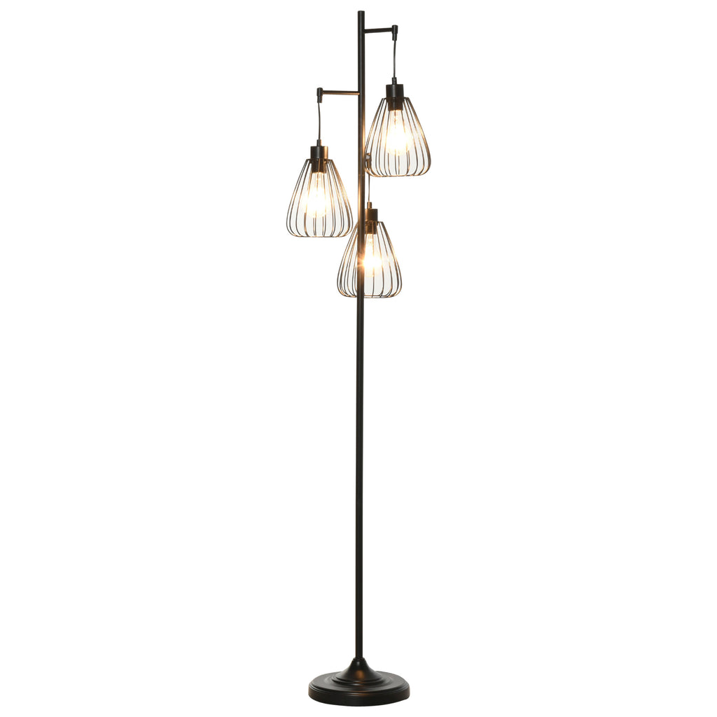 HOMCOM Vintage Industrielle Stehlampe aus Schwarzem Metall, Moderne Stehleuchte Ф35 x 170cm
