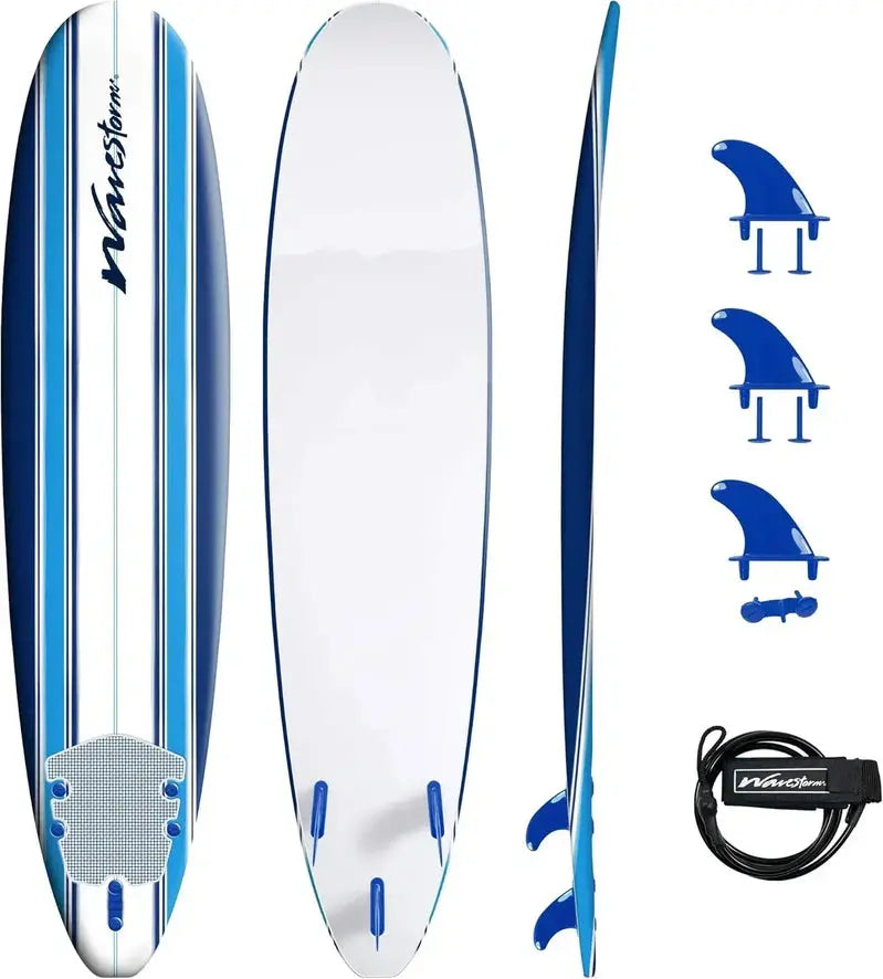 Wavestorm 8ft Foam Surfboard – Wax-Free Soft-Top Longboard for All Skill Levels, Adults & Kids