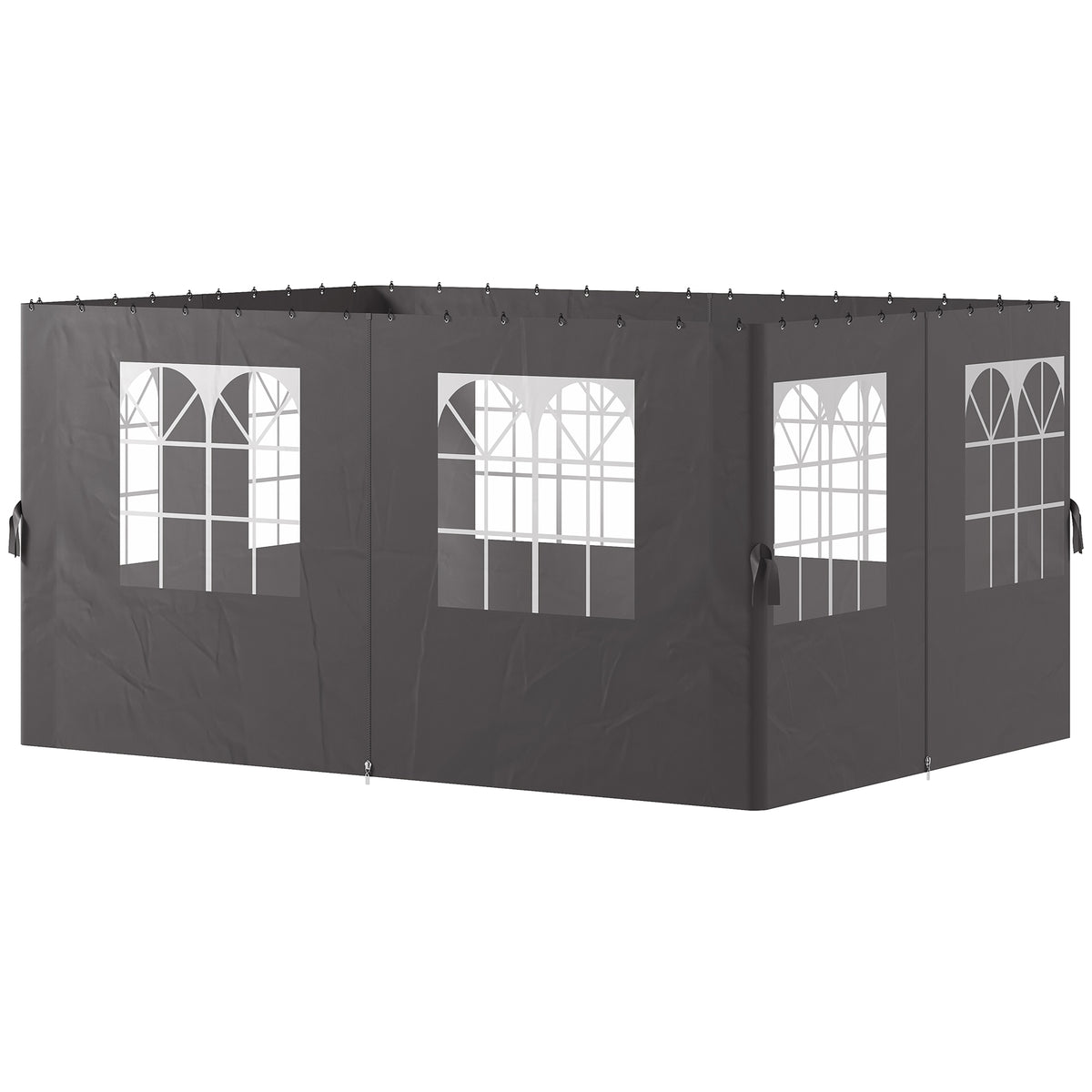 Outsunny Pavillon-Seitenwände, 4 Seitenwand-Paneele für Gartenpavillon, mit Reißverschluss, 3 x 4 m Pavillon, Dunkelgrau