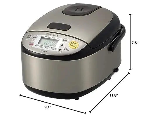 Zojirushi NS-TSC10 Micom Rice Cooker & Warmer – 3-Cup Capacity, Stainless Steel Black Finish