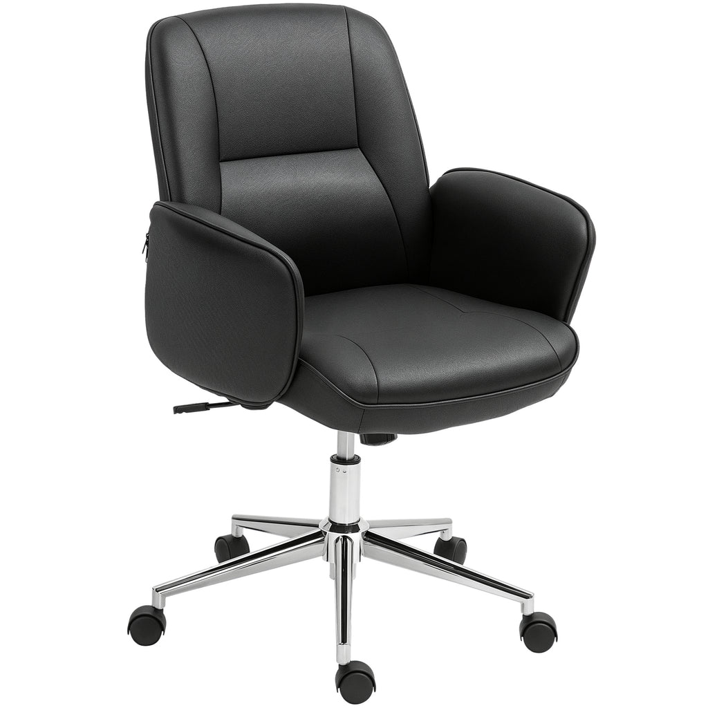 Vinsetto Bürostuhl, höhenverstellbar, atmungsaktiver Bezug, Wippfunktion, bis 120 kg, Schwarz