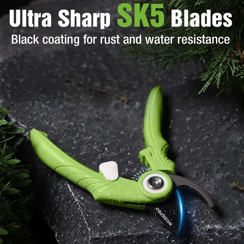 WORKPRO 2-Piece Garden Pruning Shears Set – 6.9-Inch Bypass & Straight Clippers for Precision Trimming