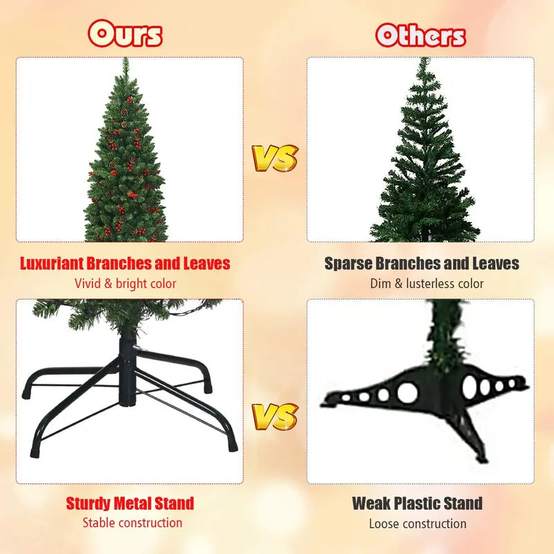 Slim Pre-Lit Pencil-Style Artificial Christmas Tree