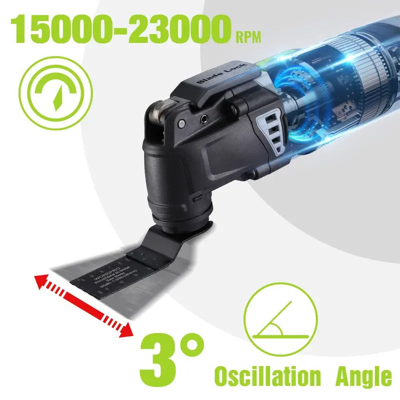 WORKPRO 3-Amp Oscillating Multi-Tool – Quick-Lock Design, 7 Speeds, 3° Oscillation, 17 Accessories + Carry Bag