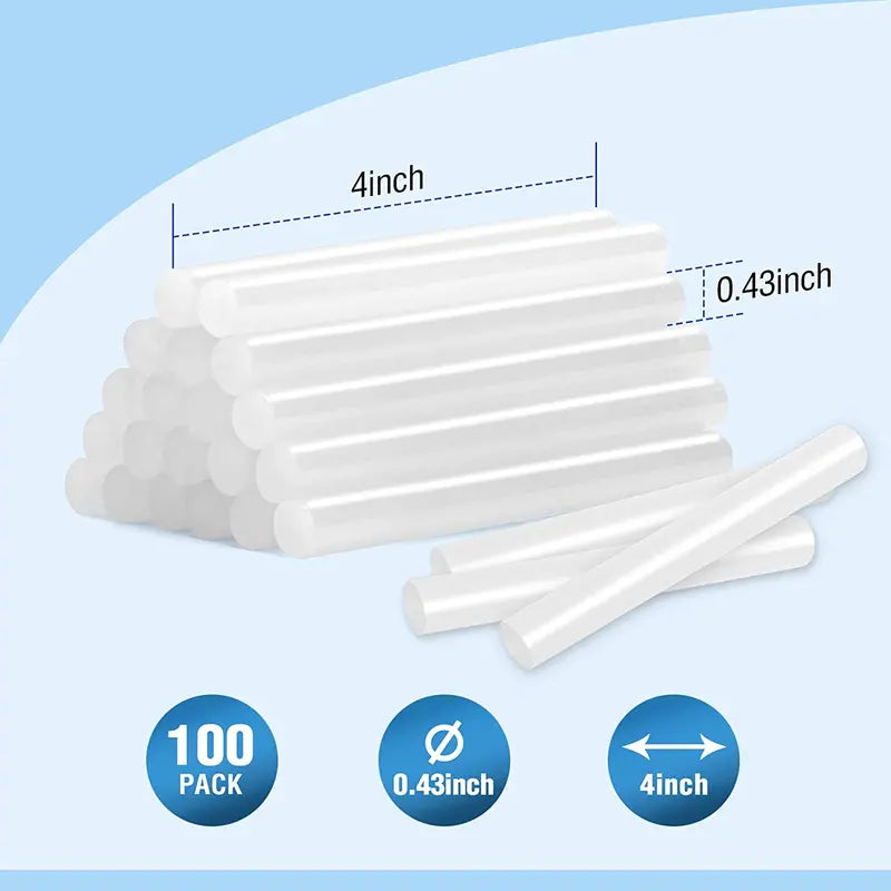 WORKPRO 100-Pack Standard 18-Gauge Hot Glue Sticks – Universal Compatibility