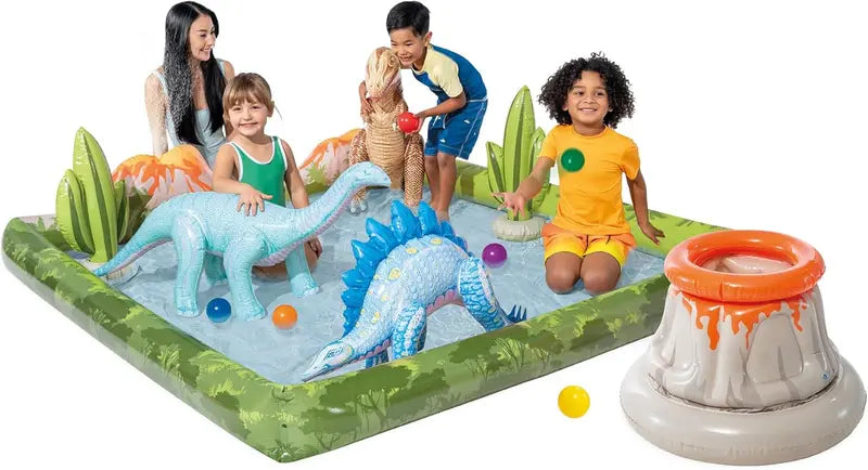 Intex Jungle Adventure Inflatable Play Center – 96″ x 78″ x 28″ Kiddie Splash Pool with Water Slide for Toddlers & Backyard Fun