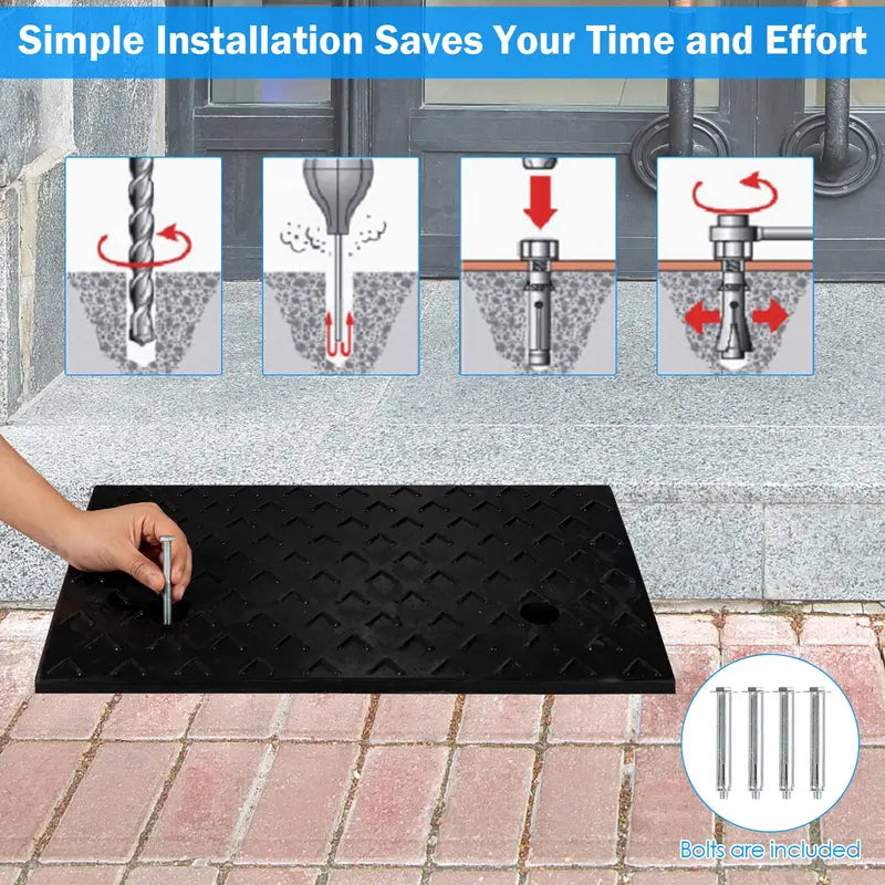 Rubber Curb Ramp Kit – 5-Inch High × 19-Inch Wide Threshold Ramps for Driveways, Sidewalks, and Motorcycles