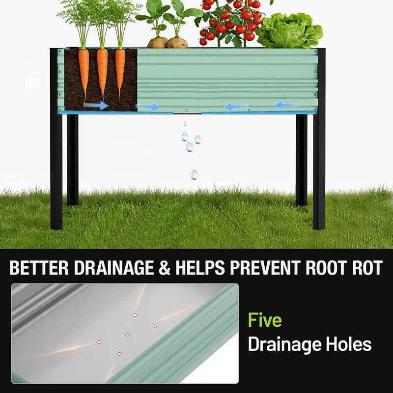 WORKPRO Galvanized Raised Garden Bed – 47.2″ x 23.6″ x 31.5″, 600-LB Elevated Planter with Legs