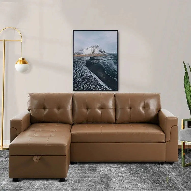 Reversible L-Shaped Sectional – Pull-Out Sleeper, Hidden Chaise Storage & Reinforced Legs