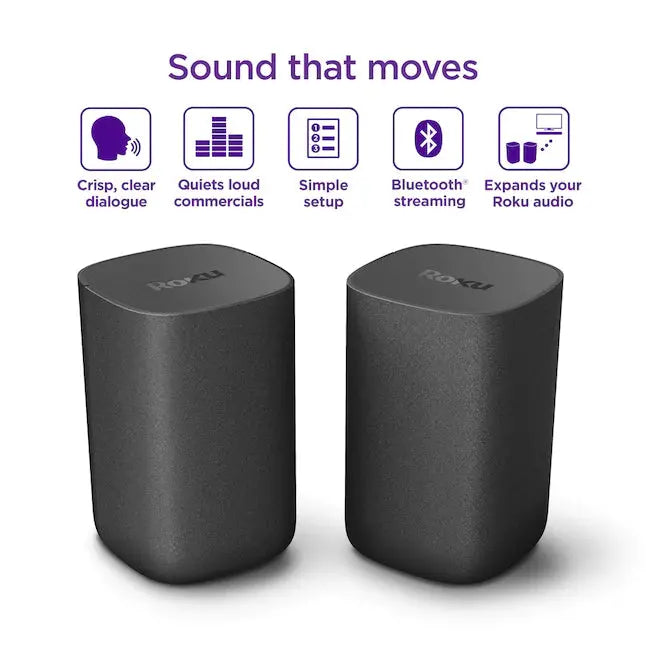 Roku Wireless Smart Speakers – 2-Pack, 80-Watt Indoor Portable Audio System