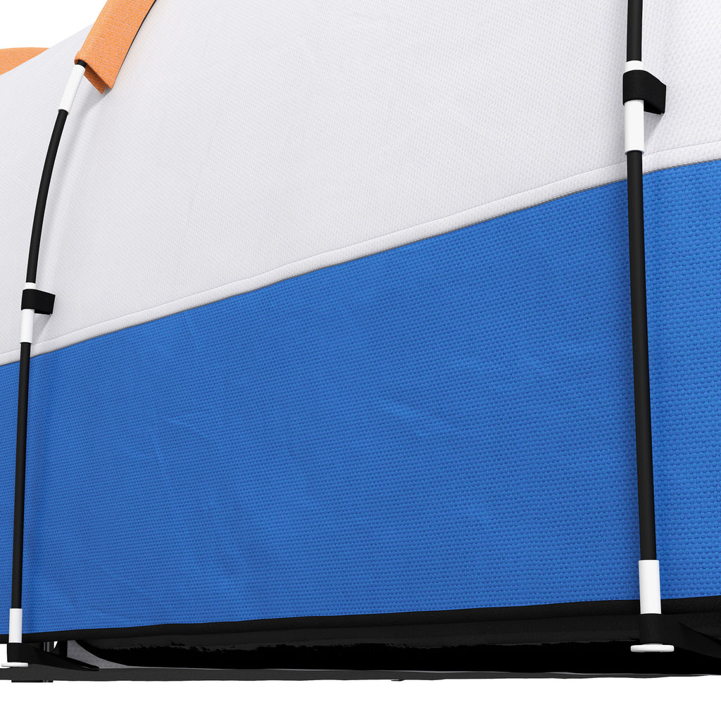 Outsunny Campingzelt, für 3 Personen, Laternenhaken, drei Eingänge, wasserdicht, Orange