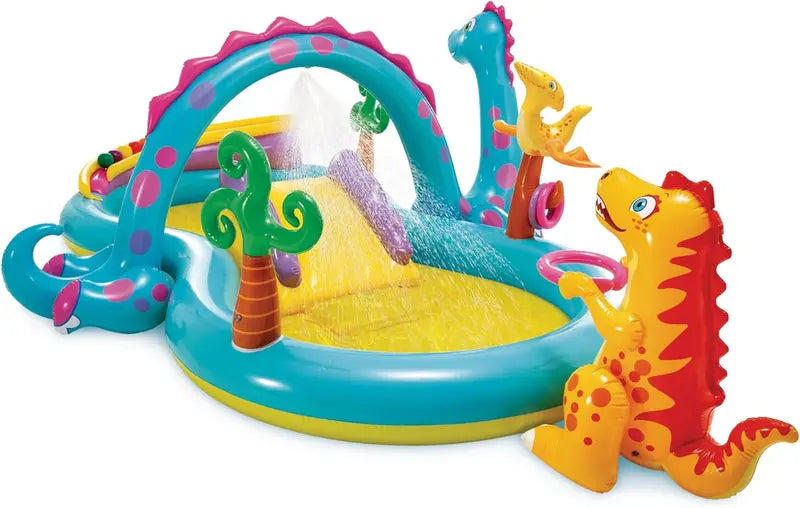 Intex Jungle Adventure Inflatable Play Center – 96″ x 78″ x 28″ Kiddie Splash Pool with Water Slide for Toddlers & Backyard Fun