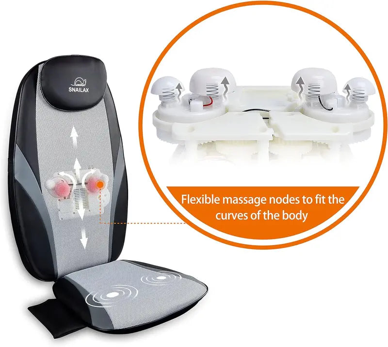 Snailax Heated Shiatsu Massage Cushion – Kneading Back and Seat Pad for Home or Office Use