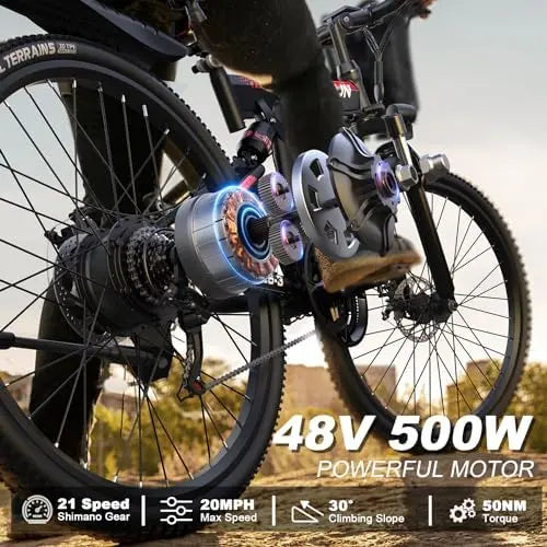VARUN 750W Electric Bike – Foldable for Adults, 48V Battery, 20+ MPH, 50 Mile Range, 21-Speed Gears, Dual Hydraulic Suspension