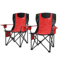 Outsunny Set 2 Campingstühle mit Kühltasche, Getränkehalter und 2 Taschen, 94x62x100 cm, Rot