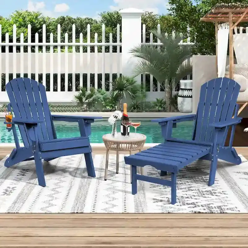 Vrakae Adjustable Folding Adirondack Chair with Matching Ottoman