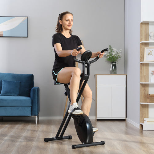 HOMCOM Professioneller Heimtrainer mit verstellbarem Widerstand und Höhe, aus Stahl und PP, 41x86x112 cm, Schwarz