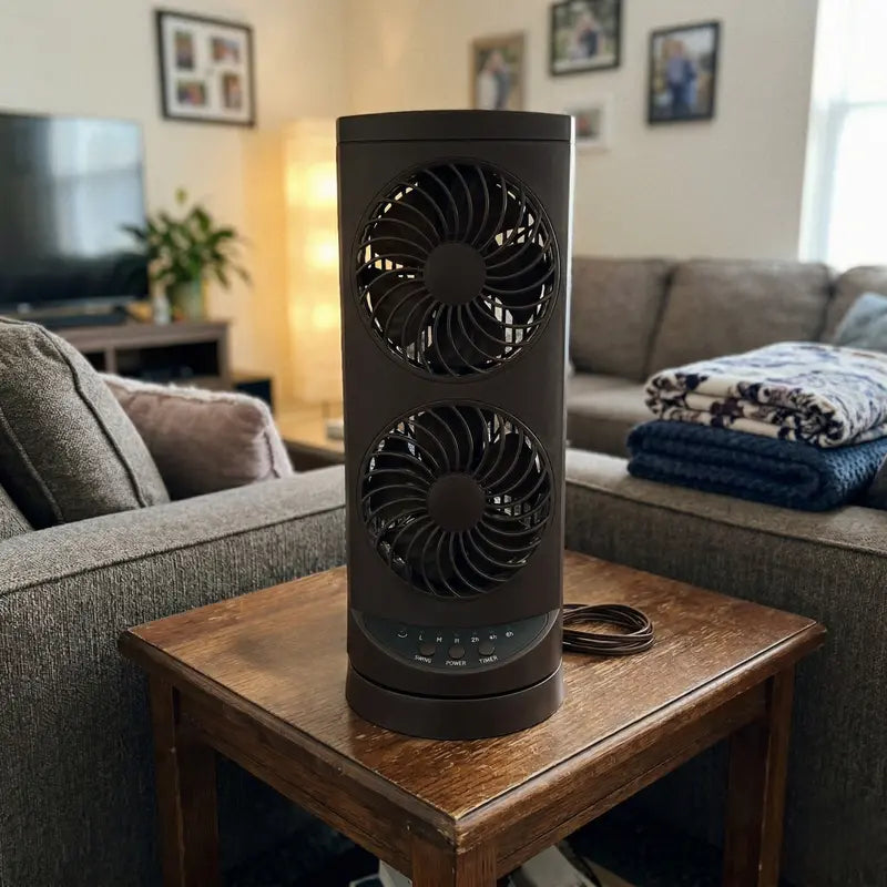 Slim Tower Desk Fan with Oscillation, Adjustable Timer, and Quiet Operation