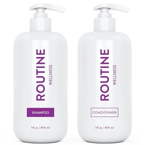Vegan Biotin Shampoo & Conditioner Set – Clinically Tested Strengthening Formula with Rose Hips Oil, 14 oz ×2