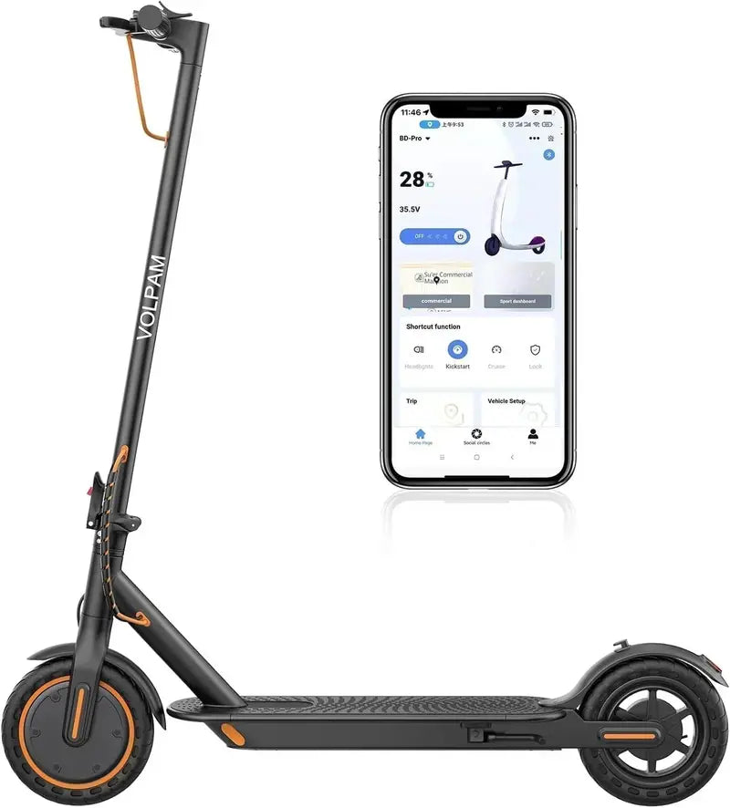 Volpam High-Performance Electric Scooter – Robust Motor, Solid Tires, and Three-Speed Range Options