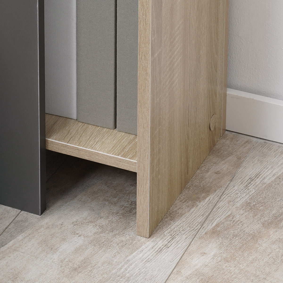 HOMCOM Nachttischset Modernes Grau mit Offener Ablage, 2 Stück aus Spanplatte für Schlafzimmer und Wohnzimmer, 27x25x60cm