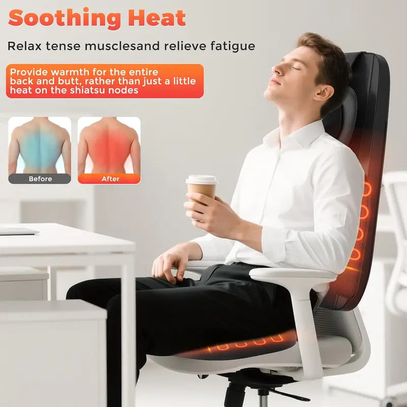 Shiatsu Back Massager with Heat – 4D Kneading Device for Office or Home Pain Relief