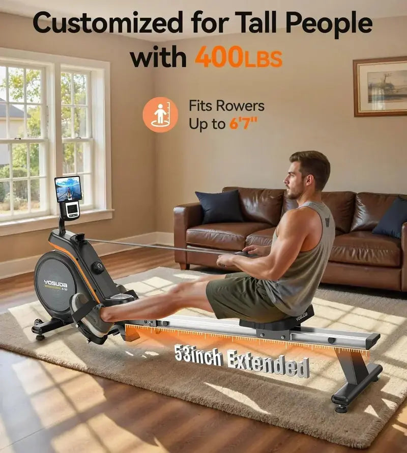 YOSUDA Magnetic/Water-Resistance Rowing Machine – App-Connected & Bluetooth Enabled