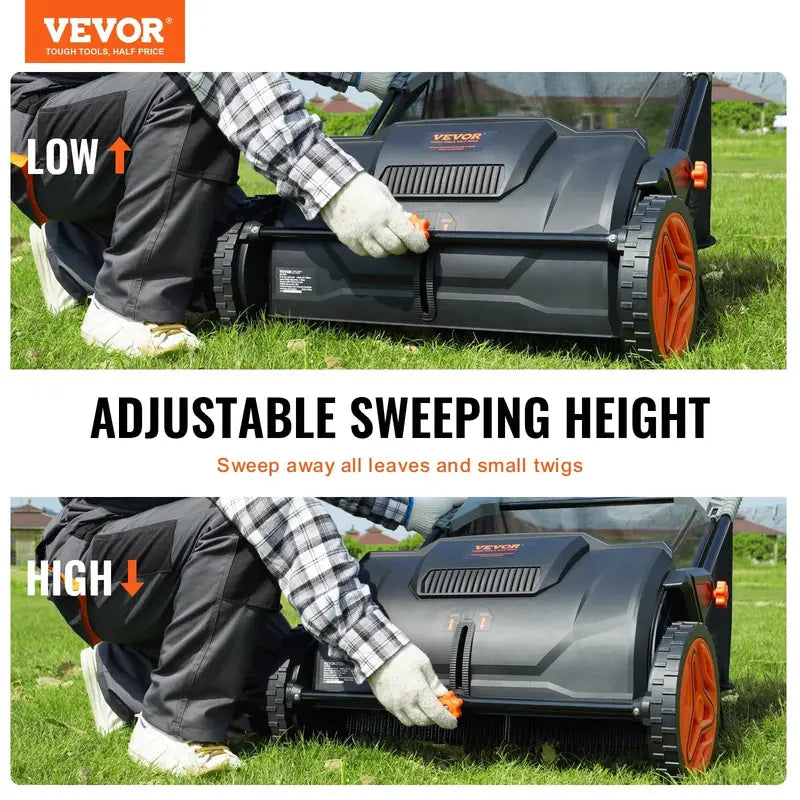 VEVOR 21-Inch Push-Type Lawn Sweeper for Leaves, Grass Clippings, and Debris Collection