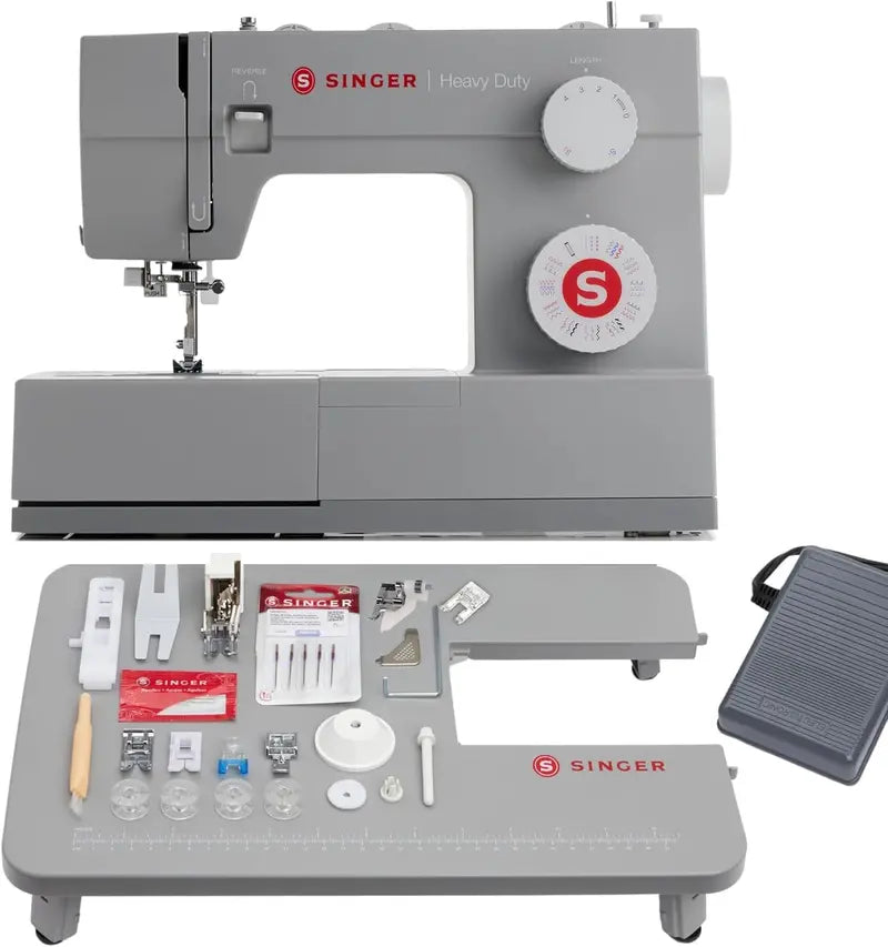 SINGER 4452 Heavy Duty Sewing Machine – Holiday Bundle with Extension Table & 2 Feet