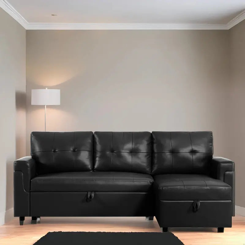 Reversible Sectional Sofa with Sleeper Function, Hidden Storage Chaise, and Reinforced Legs