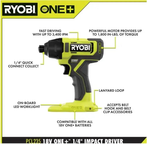 RYOBI ONE+ 18V 6-Tool Cordless Combo Kit – Drill, Impact Driver, Saw, Multi-Tool & LED Light