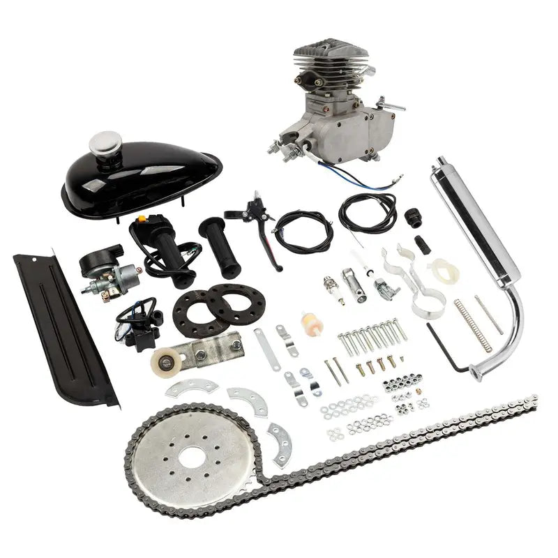 Zimtown 80cc 2-Stroke Engine Bike Motor Kit for 26″ Bicycles, Silver White