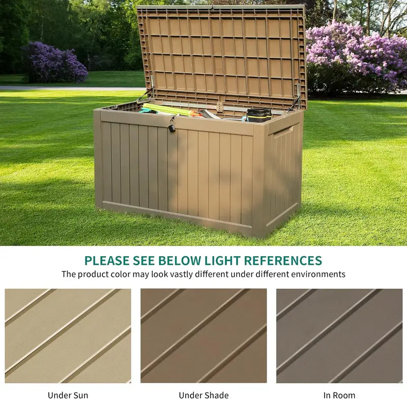 YITAHOME 230-Gallon XXL Outdoor Storage Deck Box, Lockable Resin, Grayish-White, for Patio Furniture & Garden Tools