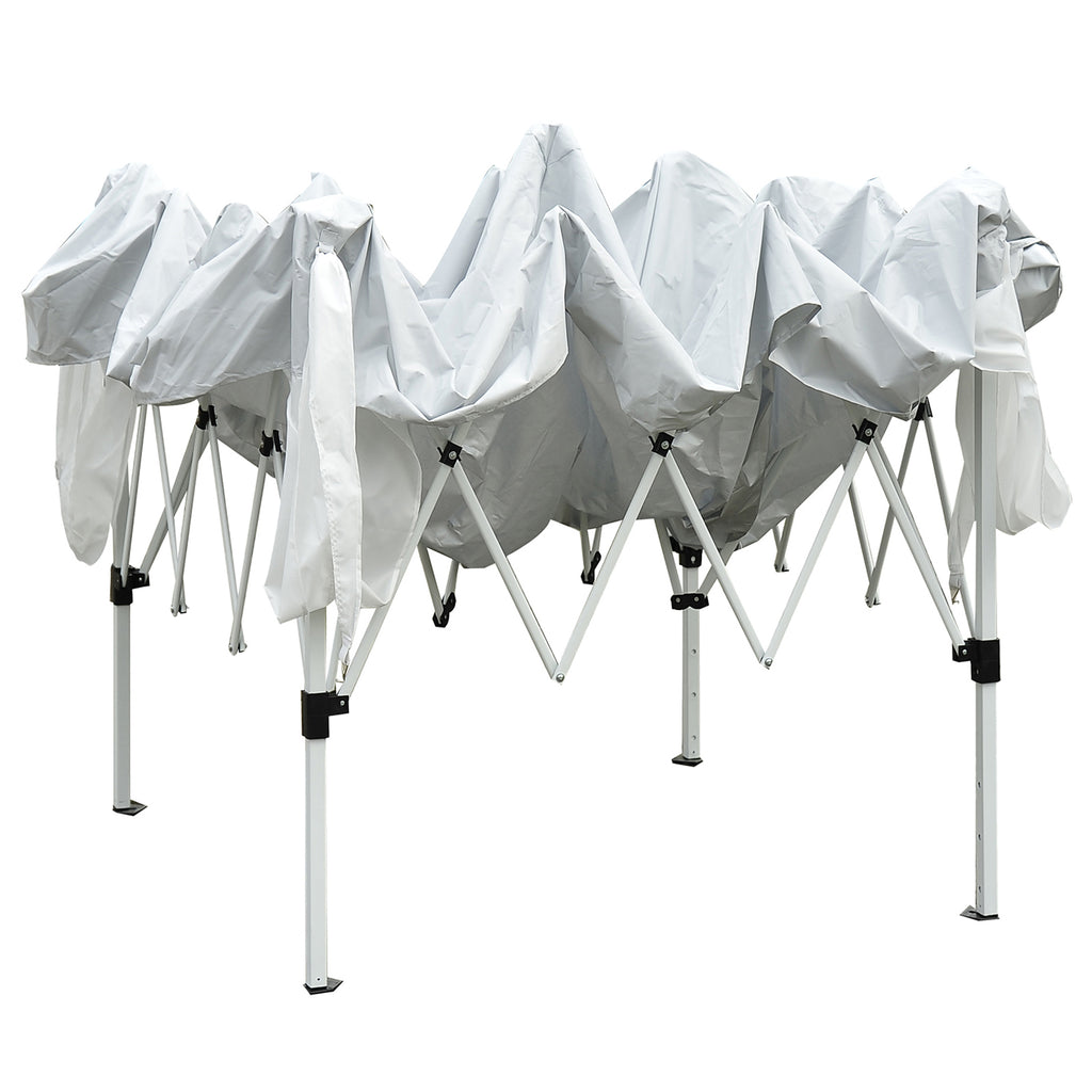 Outsunny Faltpavillon 2,4x2,4m Pavillon Faltzelt mit UV-Schutz, Partyzelt inkl. Tragetasche für Garten, Balkon, Stahl Weiß