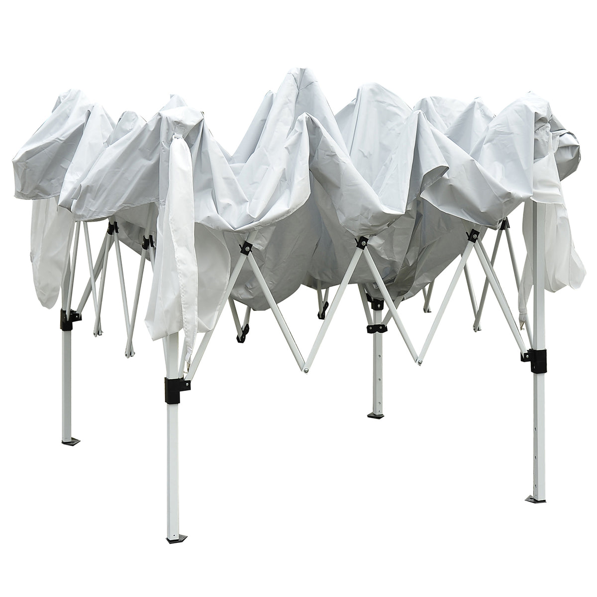 Outsunny Faltpavillon 2,4x2,4m Pavillon Faltzelt mit UV-Schutz, Partyzelt inkl. Tragetasche für Garten, Balkon, Stahl Weiß
