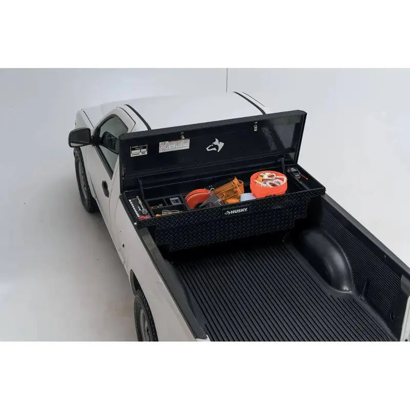 Low-Profile Matte Black Aluminum Truck Toolbox – 61.86 in. for Mid-Size Trucks