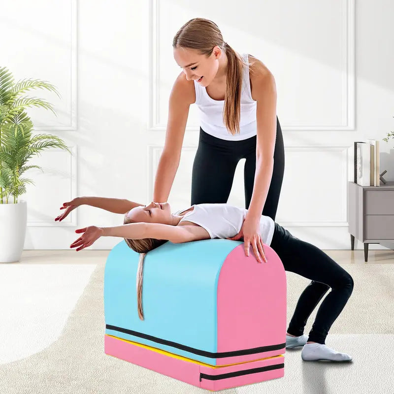 Mailbox-Style Tumbling Mat – Gymnastics Vaulting Box with Detachable Foam Mat & Carry Handle