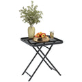 Outsunny Gartentisch klappbar 70 x70 cm, Wetterfest Balkontisch Klapptisch mit Ausschnitt-Design quadrarisch Schwarz