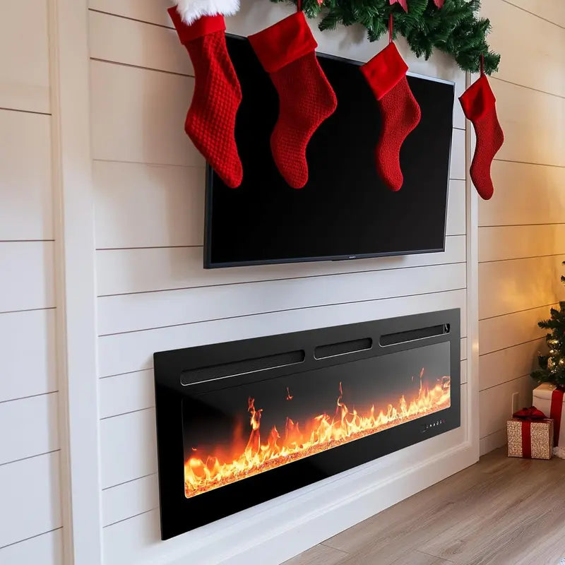Silonn 50-Inch Smart Electric Fireplace | Ultra-Slim WiFi-Enabled Wall or Recessed Insert with 5300 BTU Output, 20 Flame Colors, App/Remote Control & Programmable Timer