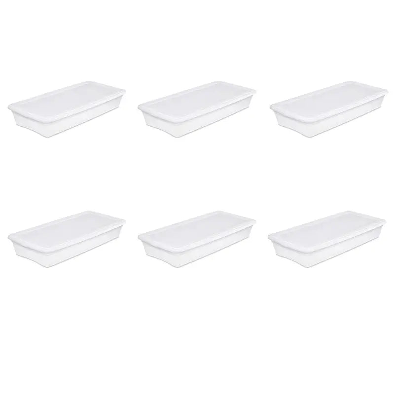 White 41-Quart Stackable Storage Container Case (6-Pack)