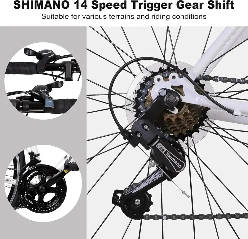 WEIZE 700C Road Bike – Shimano 14-Speed Commuter Bicycle with Drop Handlebars for Urban Riding