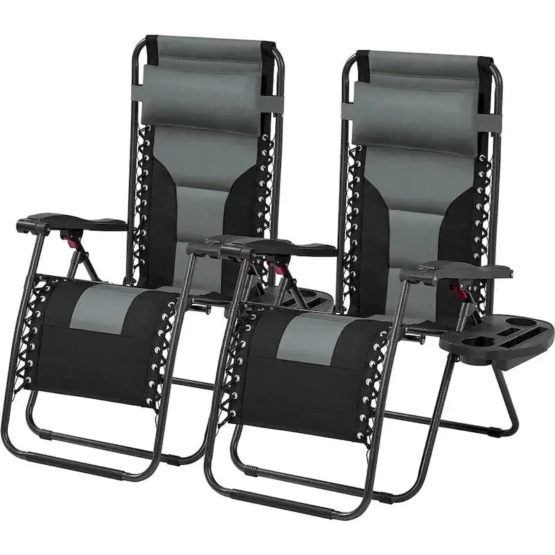 Yaheetech Twin Pack Outdoor Zero Gravity Lounge Chairs – 26-Inch Padded Patio & Camping Seating