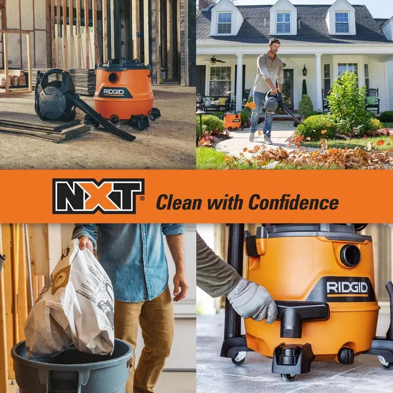 RIDGID 16 Gallon 6.5 Peak HP NXT Wet/Dry Shop Vacuum with Detachable Blower, Filter, Dust Bags, Locking Hose and Accessories HD1600B