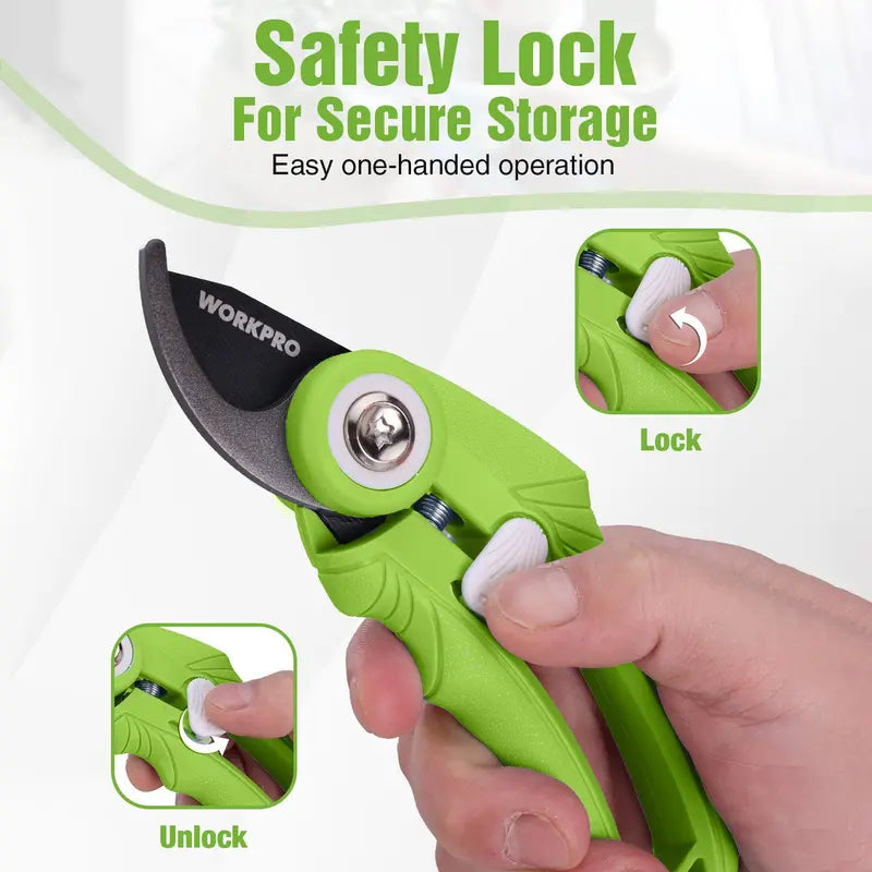 WORKPRO 2-Piece Garden Pruning Shears Set – 6.9-Inch Bypass & Straight Clippers for Precision Trimming